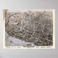 Vintage Pictorial Karta of Poughkeepsie NY (1871)