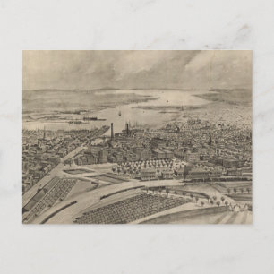 Vintage Pictorial Karta of Providence RI (1896) Vykort