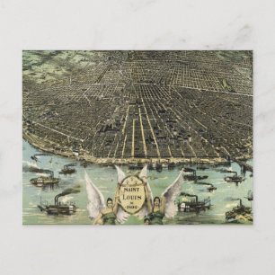 Vintage Pictorial Karta of St. Louis (1896) Vykort