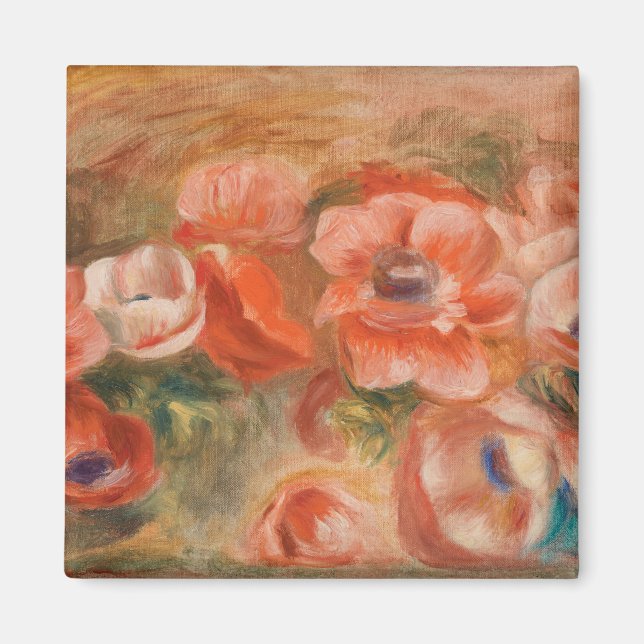 Vintage Pierre Auguste Renoir Blå Rosa Anemoner Magnet (Framsidan)