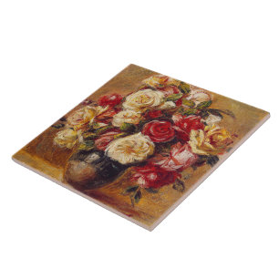 Vintage Pierre Auguste Renoir Bouquet of Ro Kakelplatta