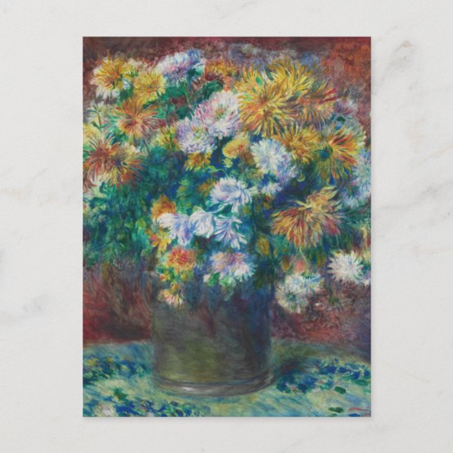 Vintage Pierre-Auguste Renoir Chrysanthemums Vykort (Framsida)