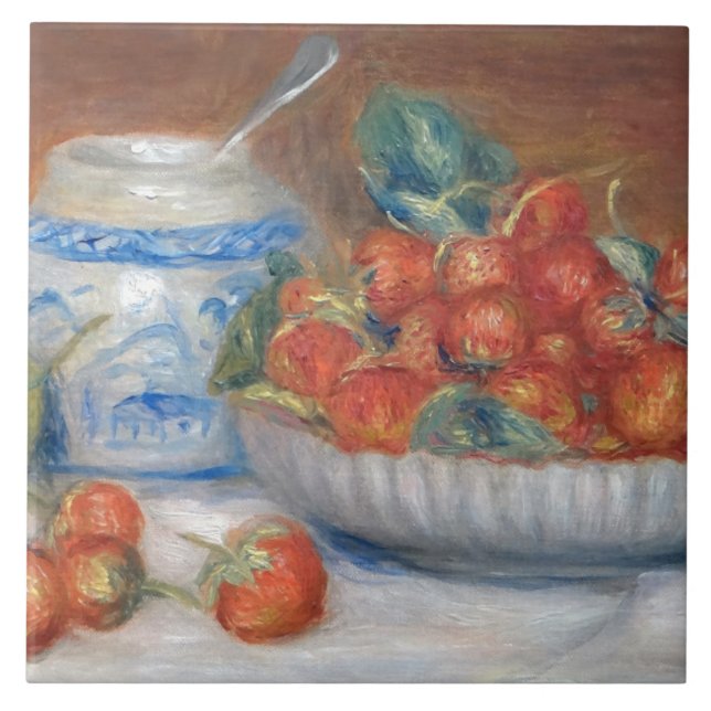 Vintage Pierre Auguste Renoir Strawbär Kakelplatta (Framsidan)