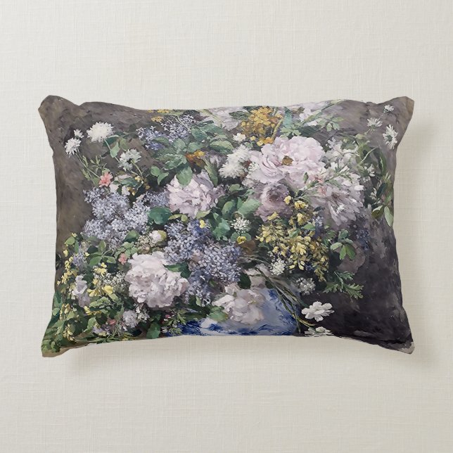 Vintage Pierre Auguste Renoir Vår Bouquet Prydnadskudde (Framsidan)