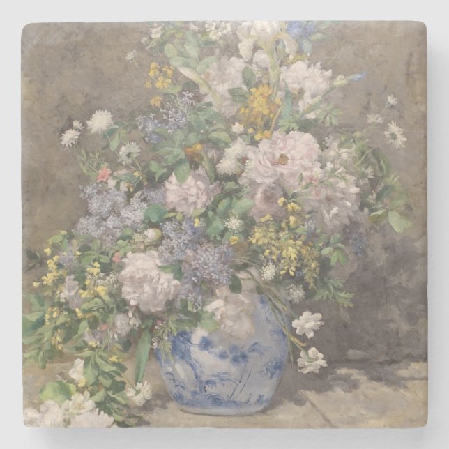 Vintage Pierre Auguste Renoir Vår Bouquet Stenunderlägg (Framsidan)