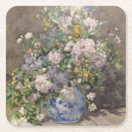 Vintage Pierre Auguste Renoir Vår Bouquet Underlägg Papper Kvadrat