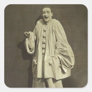 Vintage Pierrot Clown Fyrkantigt Klistermärke