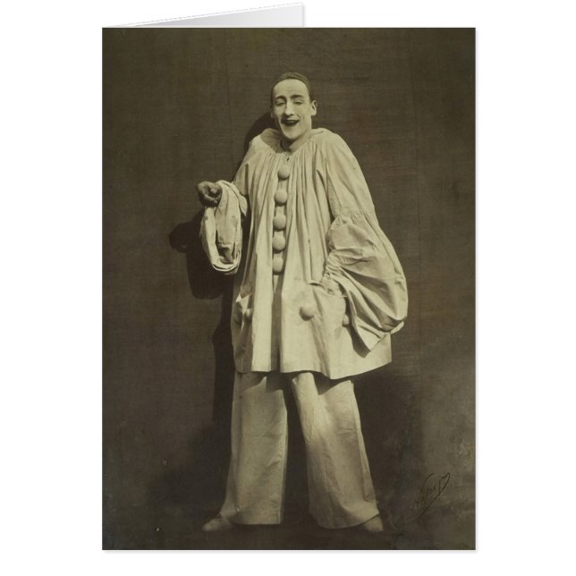 Vintage Pierrot Clown Hälsningskort (Framsidan)