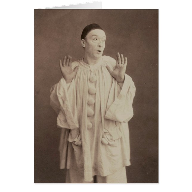 Vintage Pierrot Clown Hälsningskort (Framsidan)