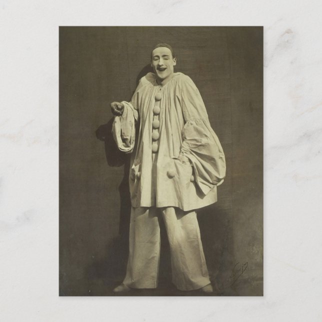 Vintage Pierrot Clown Vykort (Framsida)