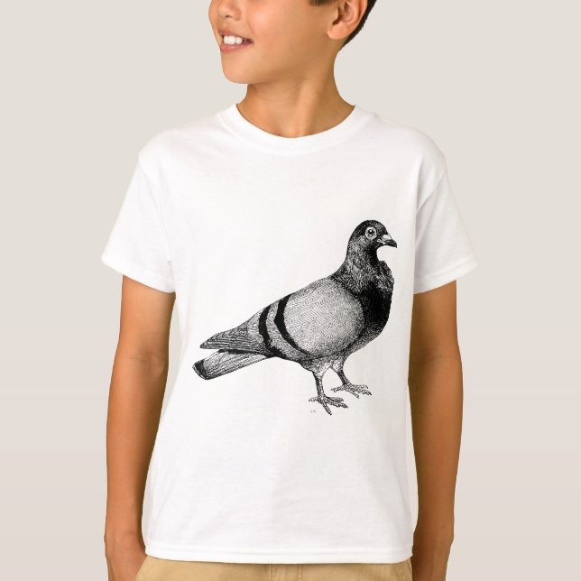Vintage Pigeon Illustration T Shirt (Framsida)