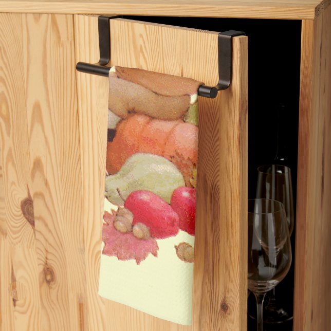 Vintage Pilgrim Boy Praying on Pumpkin Kökshandduk (Thirds Fold)