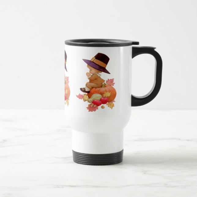 Vintage Pilgrim Boy Praying on Pumpkin Resemugg (Höger)