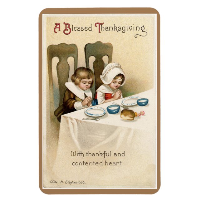 Vintage Pilgrim Children Flexible Magnet (Vertikal)