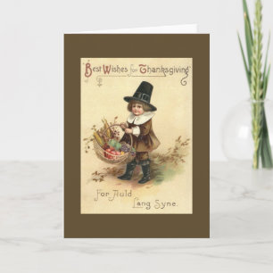 Vintage Pilgrim Thanksgiving Card Helgkort