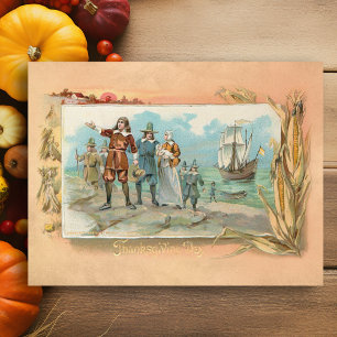 Vintage Pilgrims Landing i Plymouth Sten Vykort
