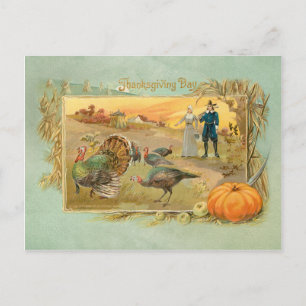 Vintage Pilgrims och Turkey Vykort
