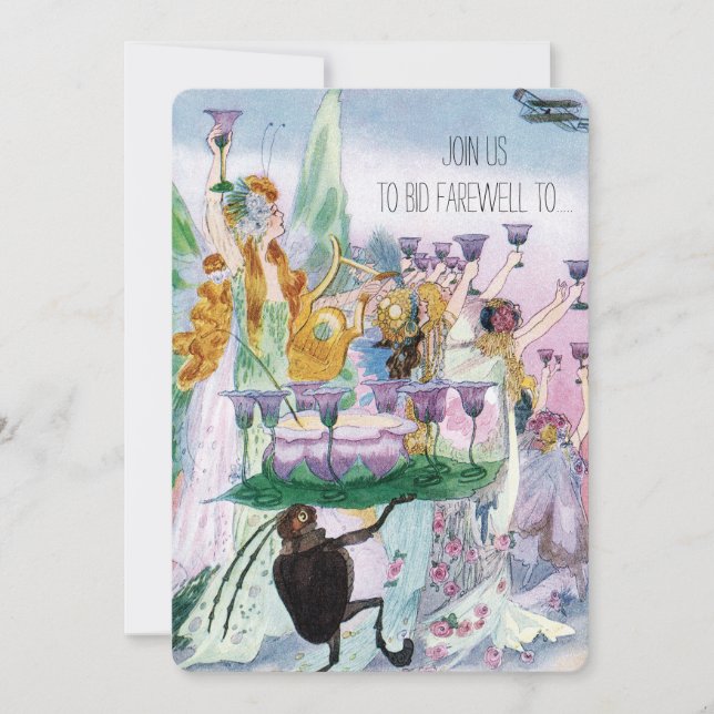 Vintage Pilot eller flygassistenten Pension Party Inbjudningar (Framsida)