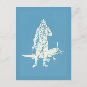 Vintage Pilot och Flygplanskonst Vykort