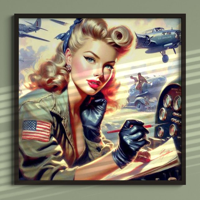 Vintage Pilot Pin Up Poster (Skapare uppladdad)
