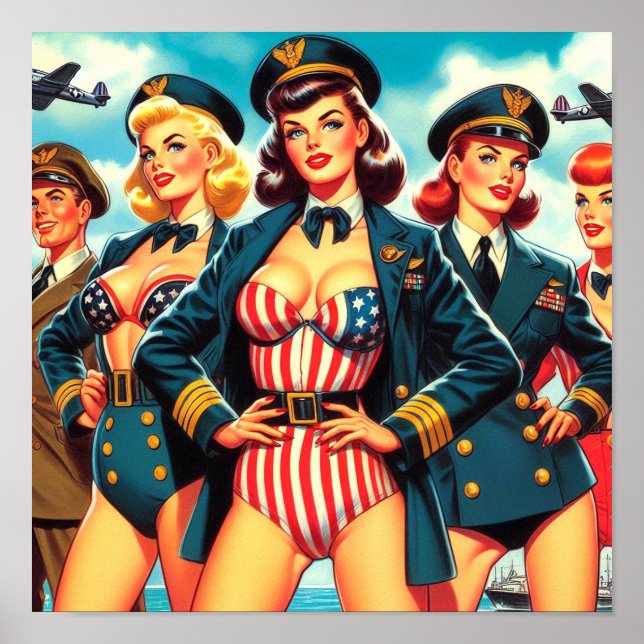 Vintage Pilot Pin-up Poster (Framsidan)