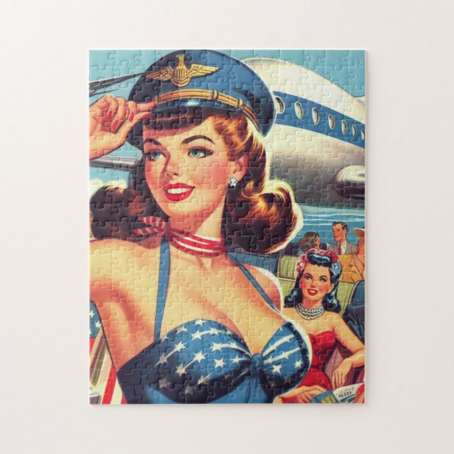 Vintage Pilot Pin-up Pussel (Vertikal)