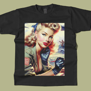 Vintage Pilot Pin Up T Shirt
