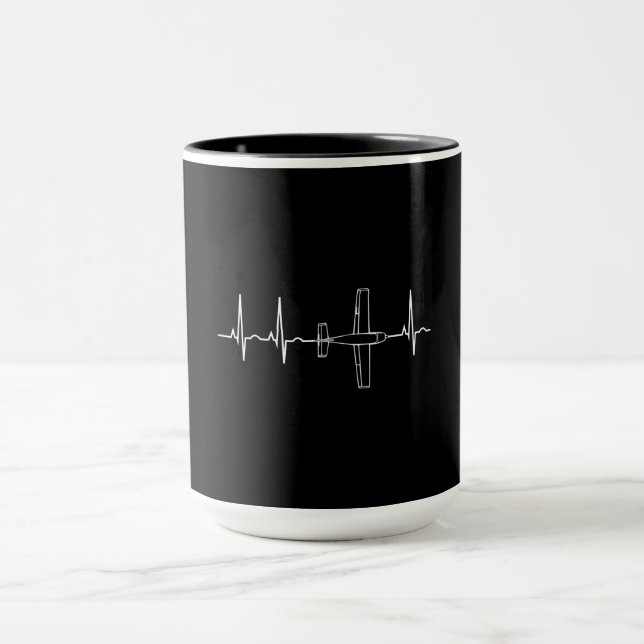 Vintage Pilot som flyger Himlar Heart Gift Mugg (Center)