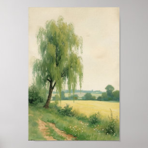 Vintage Pilträd Landskapsmotiv Konst Poster