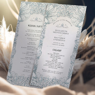 Vintage Pimpernel Bröllopsprogram William Morris Program