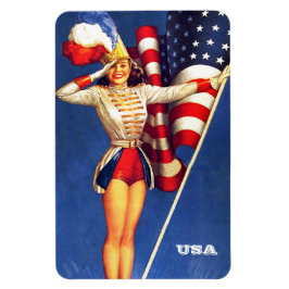 Vintage Pin-Up Art USA Patriotic Gift Magnets Magnet