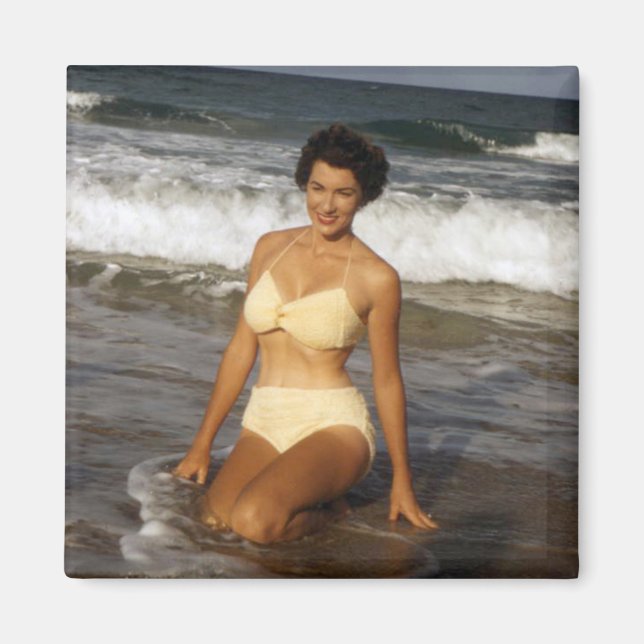 Vintage Pin Up Bikini Girl Photo Magnet (Framsidan)