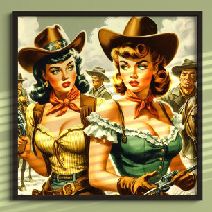 Vintage Pin-up Cowgirl Poster