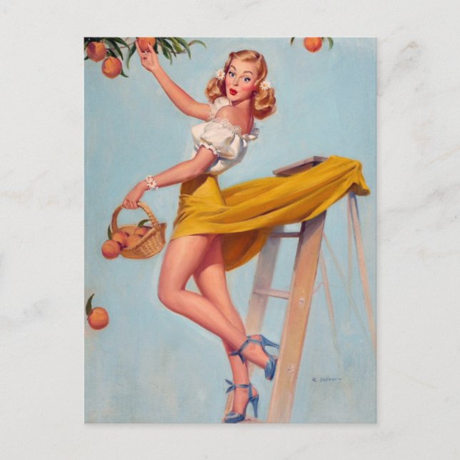 Vintage pin up flicka konst vykort (Framsida)