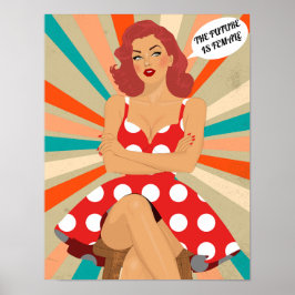 Vintage Pin Up Girl - Framtiden är kvinnlig offert Poster
