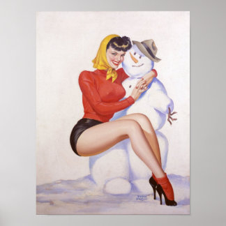Vintage Pin Up Girl-julen Poster