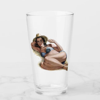 Vintage Pin Up Girl Pint Glass Glaskopp