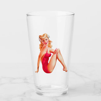 Vintage Pin Up Girl Pint Glass Glaskopp