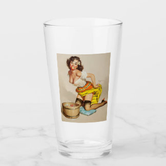 Vintage Pin Up Girl Pint Glass Glaskopp