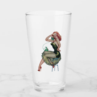 Vintage Pin Up Girl Retro Pint Glass Glaskopp