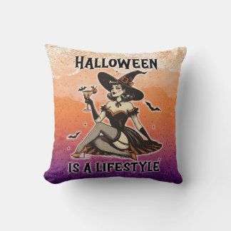 Vintage Pin-Up Halloween Witch Two Sided Print Kudde