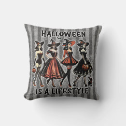 Vintage Pin-Up Halloween Witch Two Sided Print Kudde