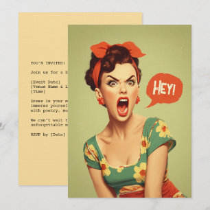 Vintage Pin-Up Kraftfullt Skrik Inbjudningar