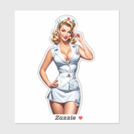Vintage Pin-up Nurse Digital Art Klistermärken