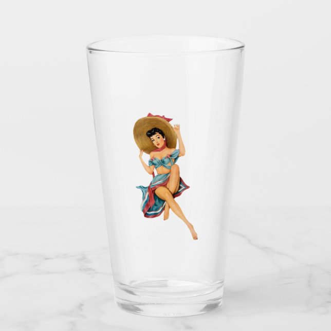 Vintage Pin Up - Pint Glass Glaskopp (Framsida)