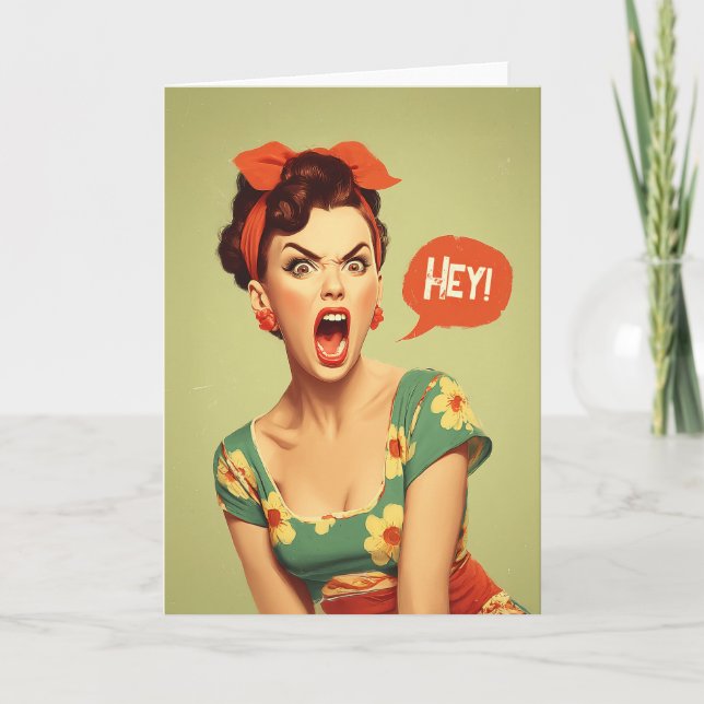 Vintage Pin-Up Power Shout Kort (Framsida)