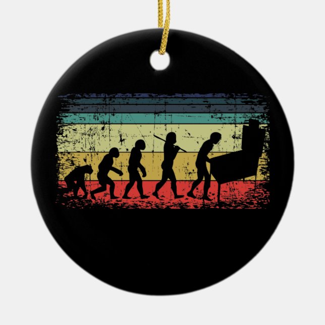 Vintage Pinball Evolution Pinball Player Retro Julgransprydnad Keramik (Framsidan)