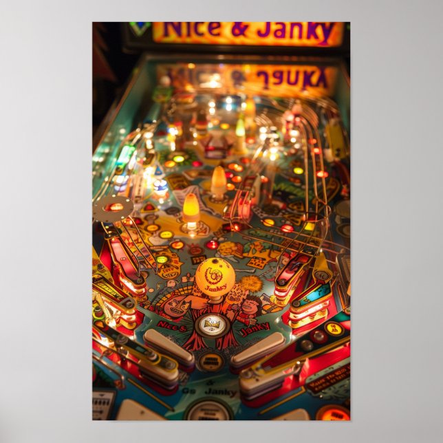Vintage Pinball Maskin Blueprint Poster (Framsidan)