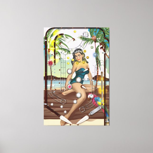Vintage Pinball Maskin-spel Canvastryck (Framsida)