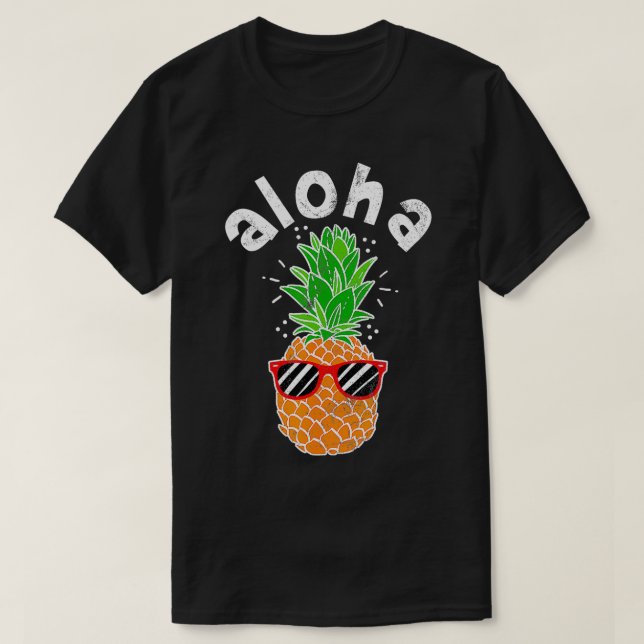 VINTAGE Pineapple Aloha Sunglasses Hawaiian T Shirt (Design framsida)